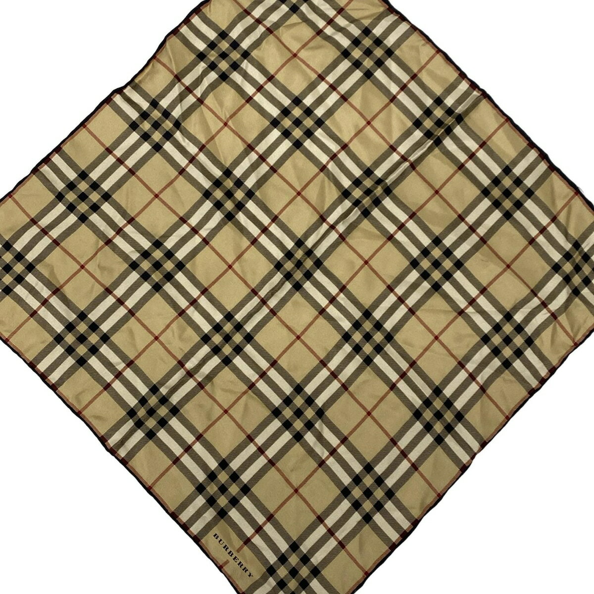 【中古】Burberry LONDON(バーバリーロンドン) スカーフ チェック柄 ベージュ×黒×マルチ