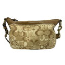 【中古】COACH(コーチ) オプティックシグネチャー柄 ショルダーバッグ 斜めがけ ベージュ×ブラウン×マルチ レザー