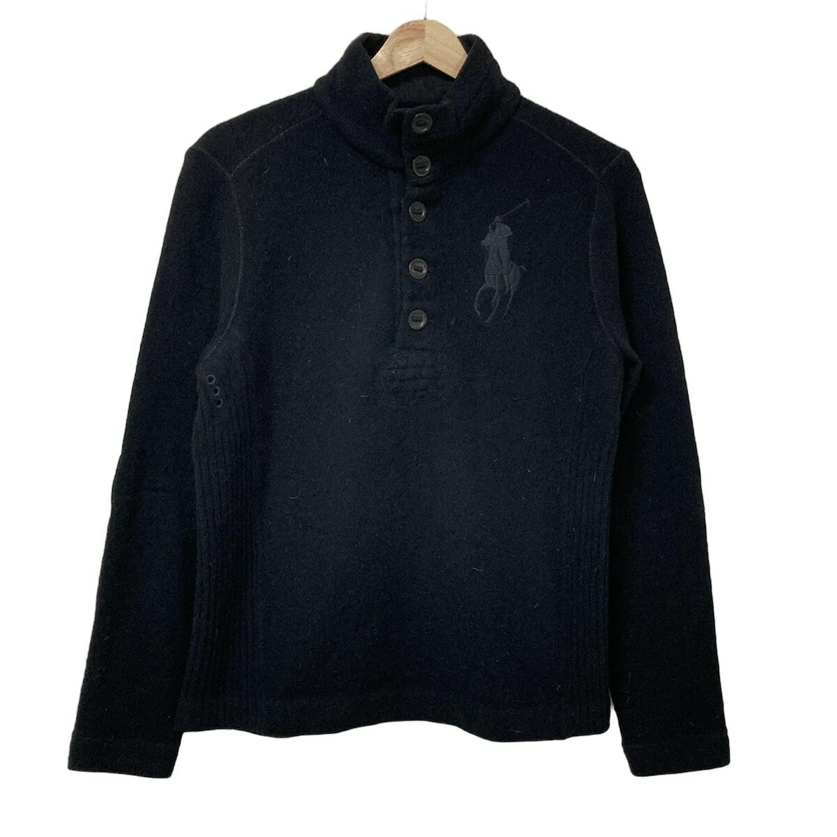 【中古】POLObyRalphLauren(ポロラルフローレン) ビッグポニー 長袖セーター ハイネック/刺繍 黒
