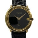 【中古】GUCCI(グッチ) 腕時計 型押し加工 黒