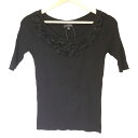 【中古】EPOCA(エポカ) 半袖カットソー クルーネック/フラワー(花) 黒