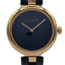 【中古】GUCCI(グッチ) ディアマンティッシマ 腕時計 黒×ゴールド