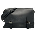 【中古】PRADA(プラダ) ロゴ ショルダーバッグ メッセンジャーバッグ 黒 レザー(4)