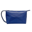 【中古】LOEWE(ロエベ) パズルフォルド ウォッシュバッグ クラッチバッグ ブルー