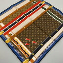 【中古】LOUIS VUITTON(ルイヴィトン) カレ45・トランク イン ラブ スカーフ ダークブラウン×ブルー×マルチ(4)