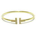 【新着】【中古】TIFFANY&Co.(ティファニー) Tワイヤーブレスレット バングル 18Pダイヤ K18YG×ダイヤモンド