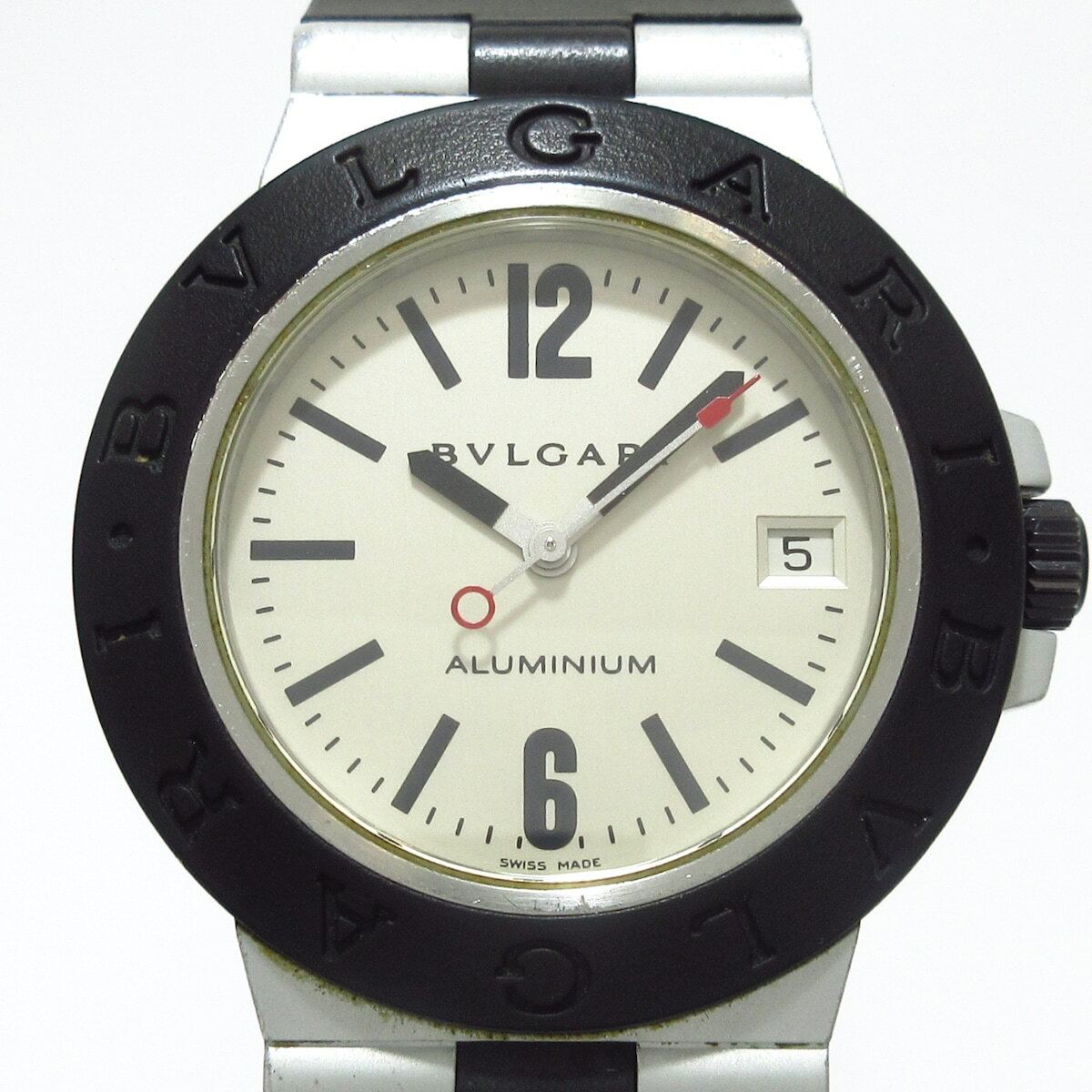 【中古】BVLGARI(ブルガリ) アルミニウム 腕時計 ラバーベルト アイボリー