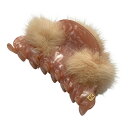 【中古】ALEXANDRE de PARIS(アレクサンドル ドゥ パリ) アクセサリー ヘアクリップ ピンクベージュ×ベージュ ファー