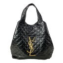 【中古】SAINT LAURENT PARIS(サンローランパリ) イカール マキシ ショッピングバッグ トートバッグ キルティング 黒 ラムスキン