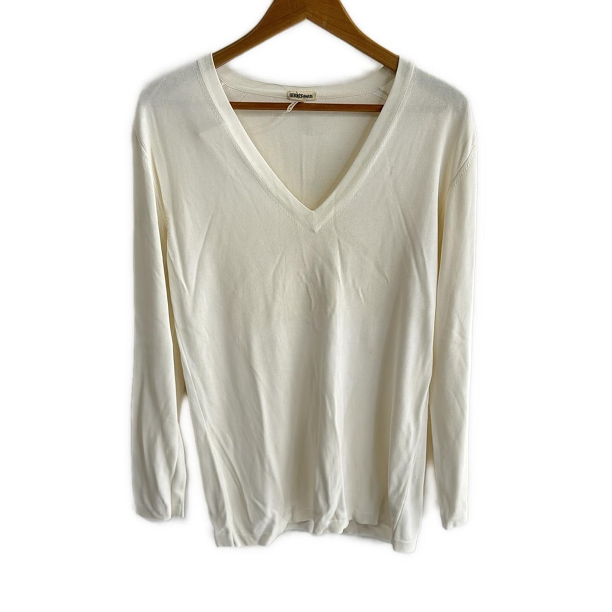 【中古】HERMES(エルメス) 長袖セーター Vネック アイボリー