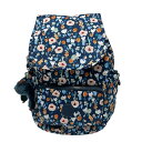 【中古】Kipling(キプリング) リュックサック 花柄 ネイビー×オレンジ×マルチ