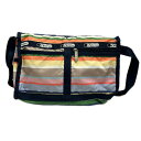 【中古】LESPORTSAC(レスポートサック) ショルダーバッグ ボーダー ダークネイビー×ブラウン×マルチ
