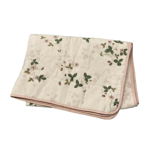 【中古】WEDG WOOD(ウェッジウッド) ワイルドストロベリー ブランケット ライトピンク×グリーン×マルチ コットン 【中古】WEDG WOOD(ウェッジウッド) ワイルドストロベリー ブランケット ライトピンク×グリーン×マルチ コットン
