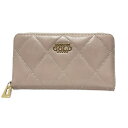 【中古】COCOCELUX GOLD(ココセリュックスゴールド) 長財布 キルティング/ラウンドファスナー ピンクベージュ レザー