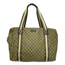 【新着】【中古】GUCCI(グッチ) GG柄 ボストンバッグ 本体ロックなし カーキ×ダークグリーン×ダークブラウン レザー