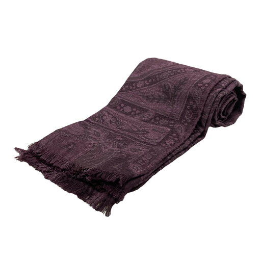 【中古】ETRO(エトロ) ストール(ショール) ペイズリー柄 パープル×ダークパープル ウール、シルク 【中古】ETRO(エトロ) ストール(ショール) ペイズリー柄 パープル×ダークパープル ウール、シルク