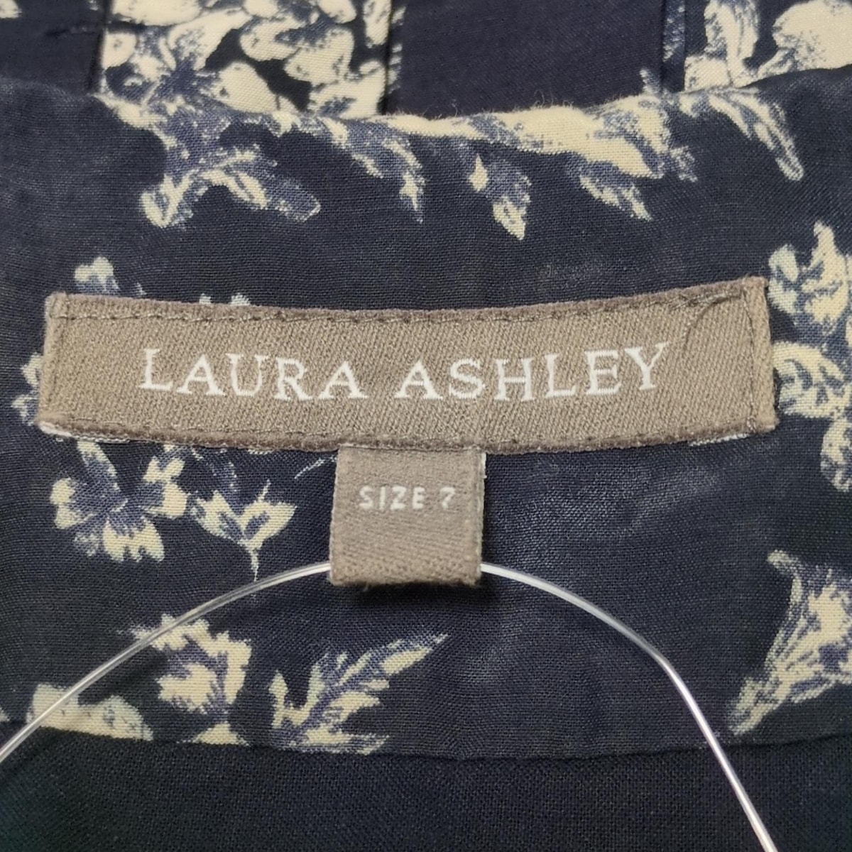 Allegra K 長袖ドレス シフォンワンピース 花柄 スタンドカラー ティアード フリル裾 レディース ディープブルー S