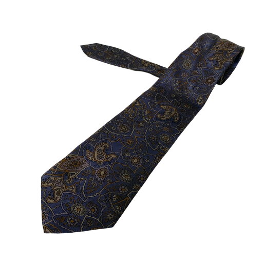 【中古】NINARICCI(ニナリッチ) ネクタイ 花柄/ペイズリー柄/Monsieur ダークネイビー×ブラウン×マルチ 【中古】NINARICCI(ニナリッチ) ネクタイ 花柄/ペイズリー柄/Monsieur ダークネイビー×ブラウン×マルチ