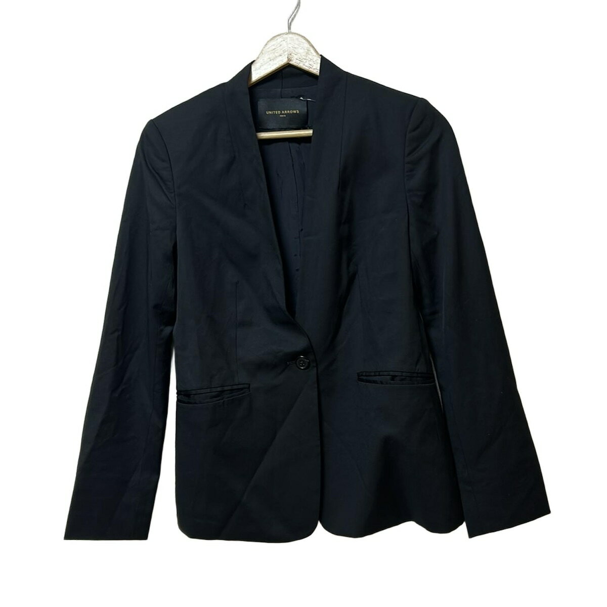 【中古】UNITED ARROWS(ユナイテッドアローズ) ジャケット 長袖/肩パッド/秋/春 黒