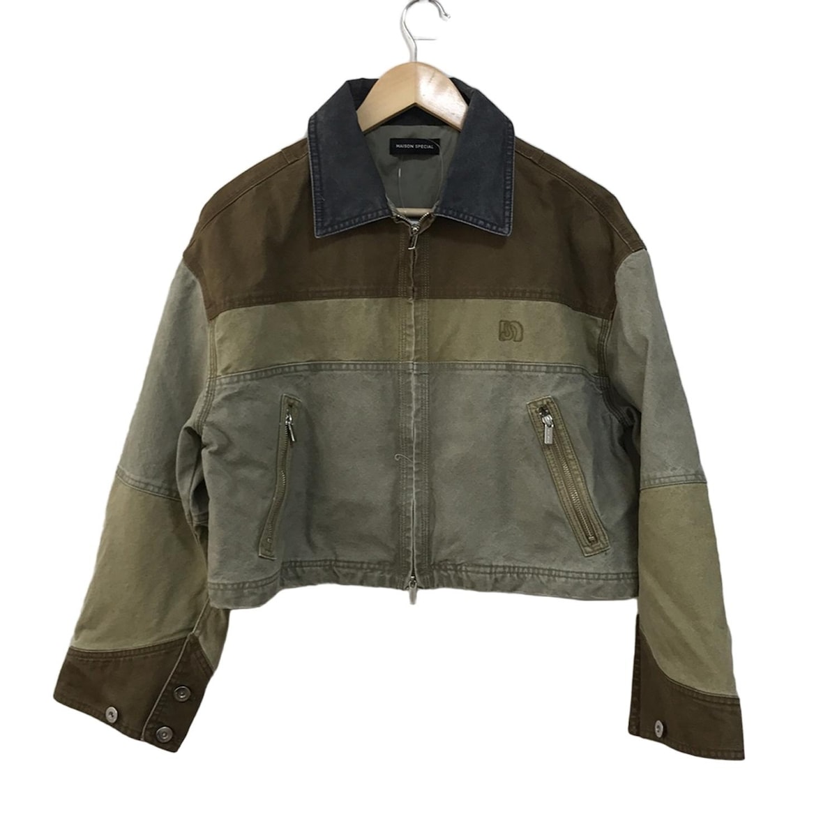 【中古】MAISON SPECIAL(メゾンスペシャル) ブルゾン 長袖/ジップアップ/春/秋 ダークブラウン×ダークネイビー×マルチ