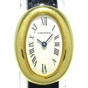 【中古】Cartier(カルティエ) ミニベニュワール 腕時計 K18YG/クロコベルト アイボリー(2)