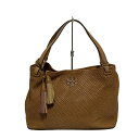【中古】TORY BURCH(トリーバーチ) トートバッグ 編み込み ブラウン レザー