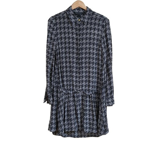 【中古】MARC BY MARC JACOBS(マークバイマークジェイコブス) ワンピース レギュラーカラー/長袖/ひざ丈/シルク 黒×白×ネイビー 【中古】MARC BY MARC JACOBS(マークバイマークジェイコブス) ワンピース レギュラーカラー/長袖/ひざ丈/シルク 黒×白×ネイビー