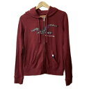 【中古】Hollister(ホリスター) パーカー 長袖/花柄/ジップアップ ボルドー×マルチ