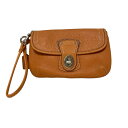 【中古】COACH(コーチ) ポーチ ライトブラウン レザー