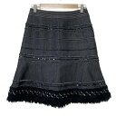 【中古】TO BE CHIC(トゥービーシック) スカート スパンコール/フリンジ 黒×ベージュ
