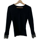 【中古】FOXEY(フォクシー) 長袖セーター Vネック/カシミヤ/シルク/レース 黒 カシミヤ、シルク