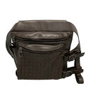 【中古】BOTTEGA VENETA(ボッテガヴェネタ) イントレチャート ウエストポーチ ダークブラウン レザー