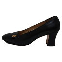 【中古】FERRAGAMO/SalvatoreFerragamo(サルバトーレフェラガモ) パンプス 一部型押し加工/ガンチーニ/アウトソール張替済 黒 レザー