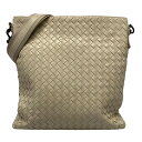 【中古】BOTTEGA VENETA(ボッテガヴェネタ) イントレチャート ショルダーバッグ ストラップ着脱可 グレーベージュ レザー(4)