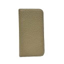 【新着】【中古】BONAVENTURA(ボナベンチュラ) 携帯電話ケース スマートフォンケース グレーベージュ×ライトピンク レザー