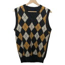【中古】BEAMS(ビームス) ベスト アーガイル ダークグレー×ダークイエロー×マルチ