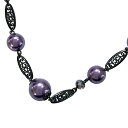 【中古】ANNA SUI(アナスイ) ネックレス フラワー(花) 黒×パープル
