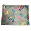 【新着】【中古】FEILER(フェイラー) ポーチ フラワー(花)/鳥/バタフライ(蝶)/てんとう虫/メッシュ/マチなし ブラウン×マルチ(4)