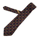 【中古】FERRAGAMO/SalvatoreFerragamo(サルバトーレフェラガモ) ネクタイ シルク ネイビー×ライトブラウン×マルチ