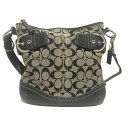 【中古】COACH(コーチ) シグネチャーソフトダッフル,シグネチャー柄 ショルダーバッグ ベージュ×黒 レザー(4)
