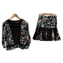 【中古】JILL STUART(ジルスチュアート) スカートセットアップ 花柄/ドット柄 黒×レッド×マルチ