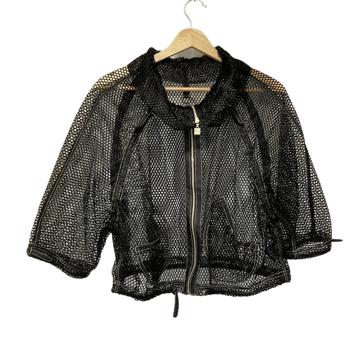【中古】伊太利屋/GKITALIYA(イタリヤ) ブルゾン 七分袖/メッシュ/ジップアップ/春/秋 黒