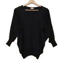 【中古】MACKINTOSH PHILOSOPHY(マッキントッシュフィロソフィー) 七分袖セーター クルーネック 黒×ダークネイビー シルク