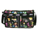 【中古】LESPORTSAC(レスポートサック) ショルダーバッグ 黒×ライトパープル×マルチ