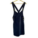 【中古】BLUE LABEL CRESTBRIDGE(ブルーレーベルクレストブリッジ) スカート ひざ丈/コーデュロイ/サスペンダースカート ダークネイビー