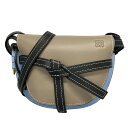 【中古】LOEWE(ロエベ) ゲートバッグスモール ショルダーバッグ トリコロール グレーベージュ×ライトブルー×黒(4)