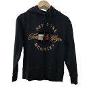 【中古】TOMMY HILFIGER(トミーヒルフィガー) パーカー 長袖/プルオーバー/エンブロイダリーロゴ/トリコロール ダークネイビー×ゴールド×マルチ