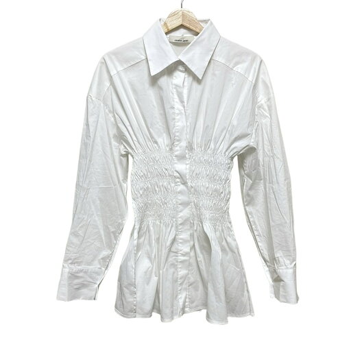 【中古】liviana conti(リビアナコンティ) 長袖シャツブラウス ギャザー/裾スリット 白 【中古】liviana conti(リビアナコンティ) 長袖シャツブラウス ギャザー/裾スリット 白