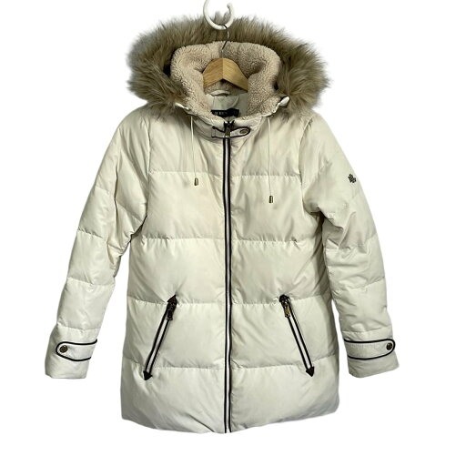【中古】RalphLauren(ラルフローレン) ダウンジャケット 長袖/フェイクファー/フェイクレザー/LAUREN/冬 白×ダークブラウン 【中古】RalphLauren(ラルフローレン) ダウンジャケット 長袖/フェイクファー/フェイクレザー/LAUREN/冬 白×ダークブラウン