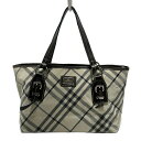 【中古】Burberry Blue Label(バーバリーブルーレーベル) ハンドバッグ チェック柄 アイボリー×ダークグレー×ダークブラウン レザー